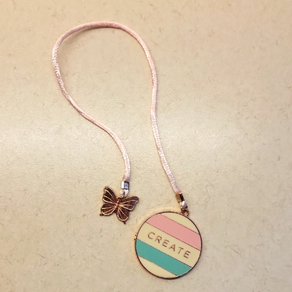 Create Butterfly Pastel Striped Pendant Bookmark